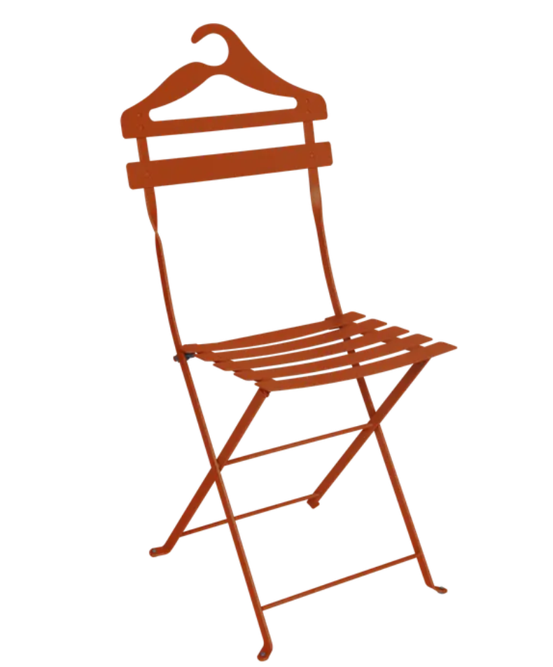 Load image into Gallery viewer, Fermob Bistro Valet Chair, a foldable metal hanging chair with orange finish, designed for stylish outdoor seating.
