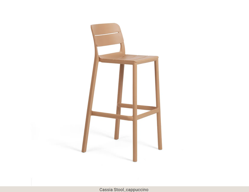 Load image into Gallery viewer, Nardi Cassia high outdoor bar stool, 75cm, stackable, cappuccino color, designed for outdoor use in Ireland.
