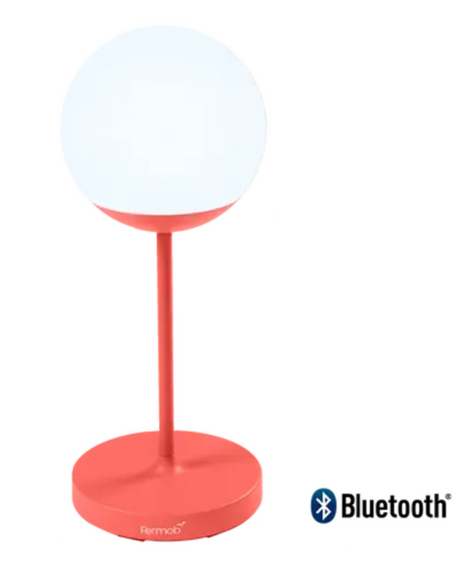 Fermob MOOON! wireless lamp measuring 63 cm in height, with a sleek design and soft glow, ideal for modern lighting.