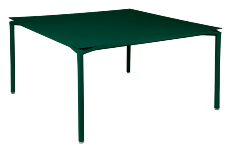 Load image into Gallery viewer, Fermob CALVI square dining table in Cedar Green, 140x140 cm, eight-seater metal table with a modern outdoor design.
