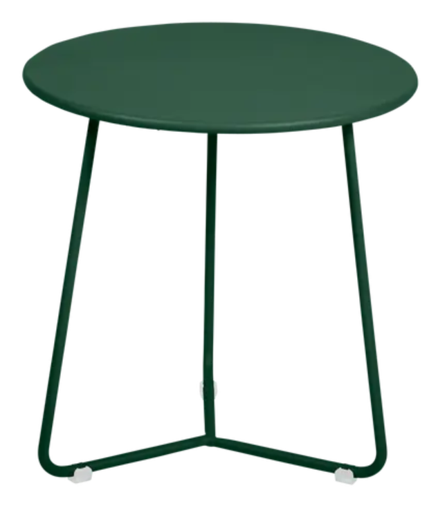 Load image into Gallery viewer, Fermob Cedar Green small occasional table with a round top and slender legs, 34cm diameter, ideal for versatile indoor or outdoor use.
