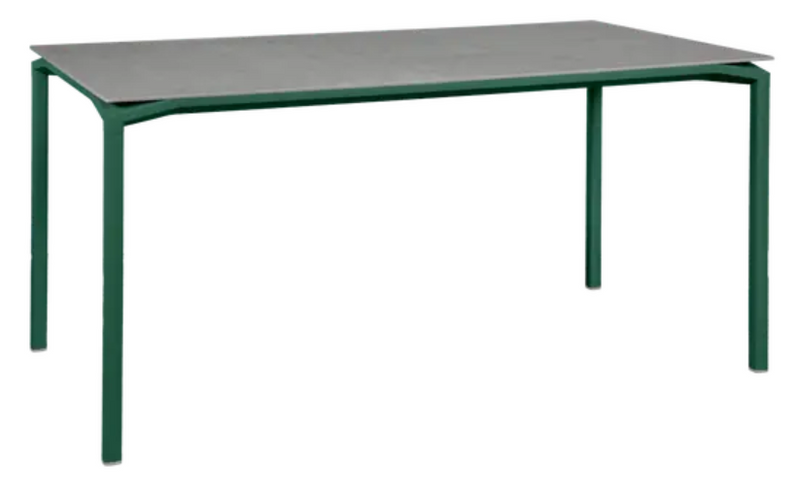 Load image into Gallery viewer, Fermob CALVI Creta Mineral dining table in Cedar Green and Grey with 160x80 cm size, six-seater for outdoor dining.
