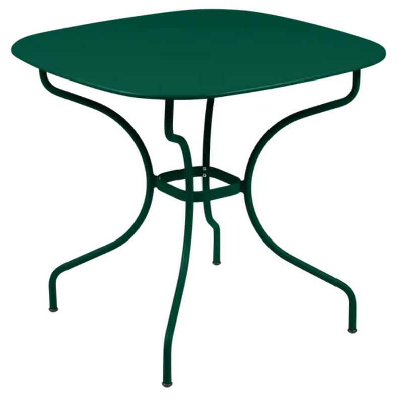 Load image into Gallery viewer, Cedar green Fermob OPÉRA+ Carronde outdoor metal table with 82x82 cm square top, ideal for garden or patio use

