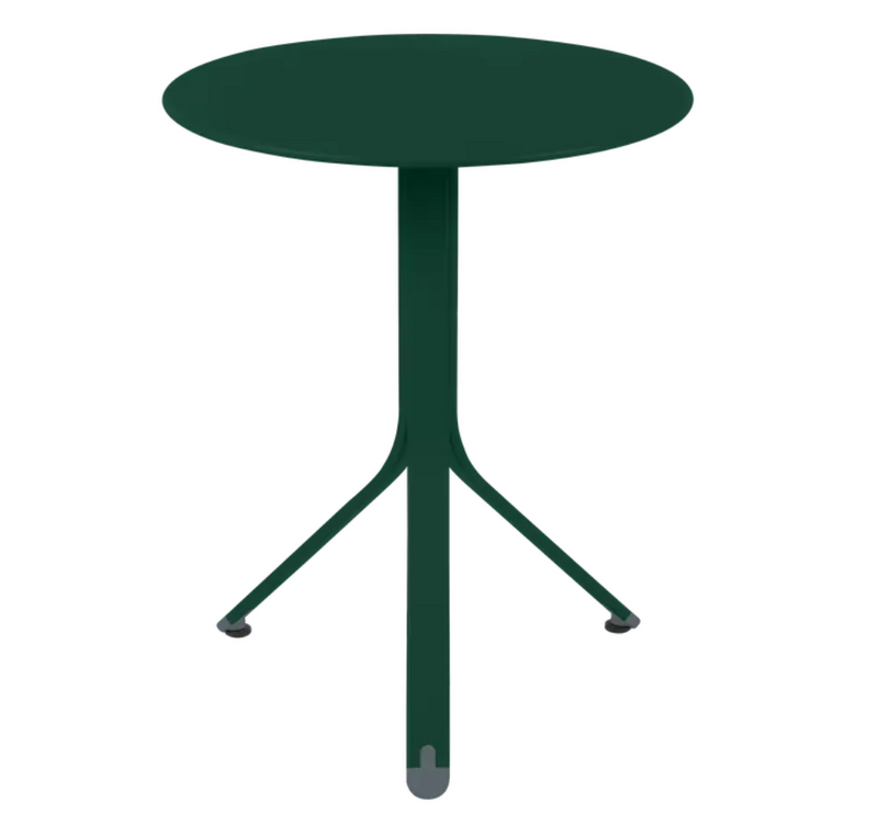 Load image into Gallery viewer, Cedar green Fermob Rest'O Round outdoor folding bistro table, metal with 60cm diameter, suitable for outdoor use.

