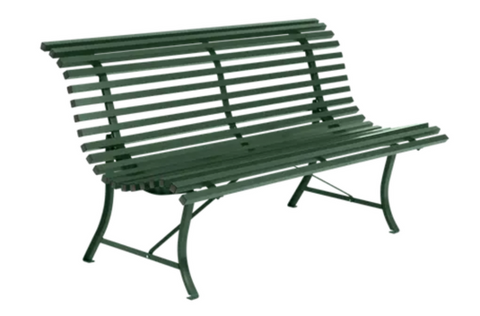 Louisiane 150cm outdoor folding bench by Fermob with cedar wood and steel frame, suitable for commercial outdoor furniture in Ireland