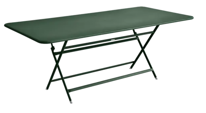 Load image into Gallery viewer, Cedar green Fermob Caractère foldable outdoor table, 190x90cm, eight-seater design, suitable for outdoor dining and gatherings.
