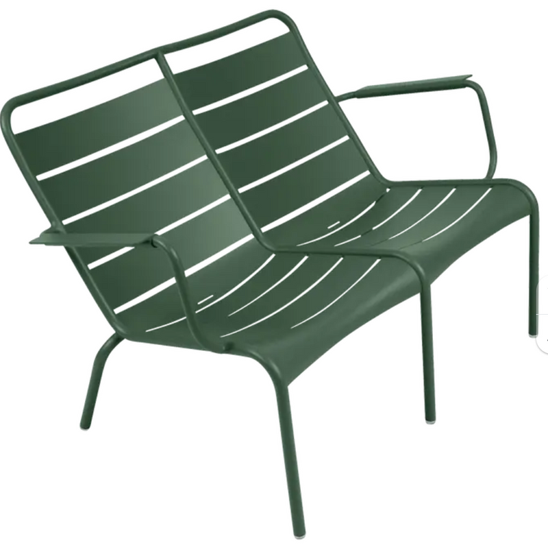 Load image into Gallery viewer, Cedar green Fermob Luxembourg Duo Low Armchair, Fermb Kids Corner Contract Bench with a sleek, modern design and durable wooden frame

