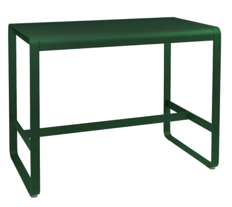 Load image into Gallery viewer, Fermob Bellevie high lounge table in cedar green, 140x80 cm outdoor metal furniture with sleek design.
