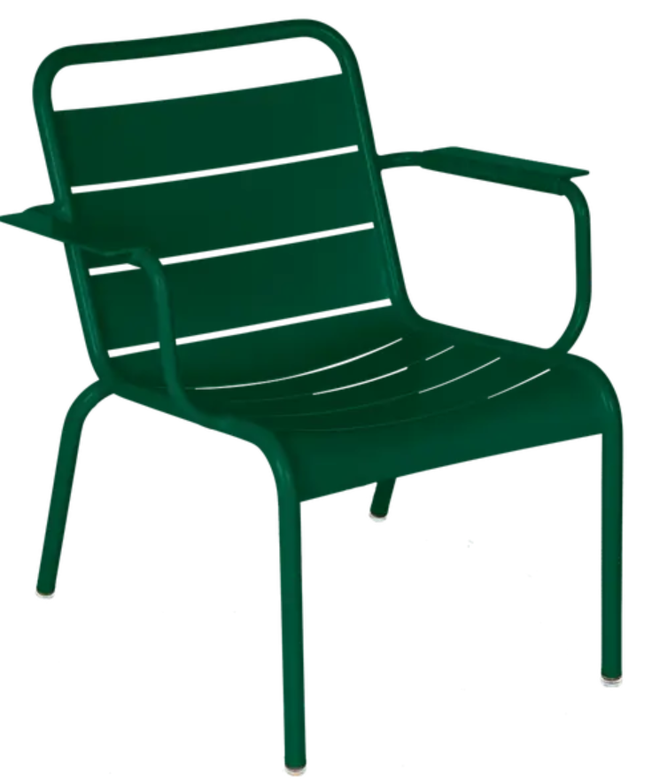 Load image into Gallery viewer, Luxembourg Garden Armchair by Fermob in cedar green, featuring a comfortable outdoor lounge design with durable metal construction.
