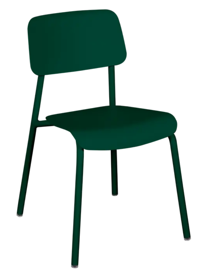 Load image into Gallery viewer, Fermob Studie outdoor chair in cedar green with a sleek, modern design, suitable for outdoor patio or garden seating.
