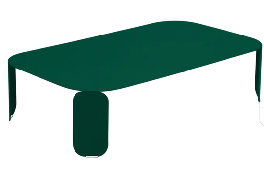 Cedar green Fermob Bebop Low Outdoor Table 120x70 cm with H.42 cm, stylish and modern garden furniture piece.