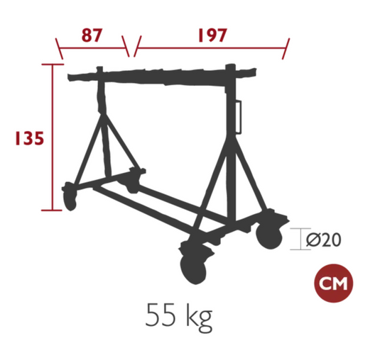 Fermob Chariots Chair Trolley with foldable chair chariot design, featuring metal frame and wheels for easy transport.