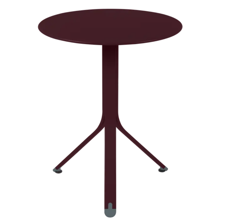 Load image into Gallery viewer, Fermob Rest'O Round outdoor folding bistro table, 60cm diameter, metal construction with cherry red finish, ideal for outdoor use
