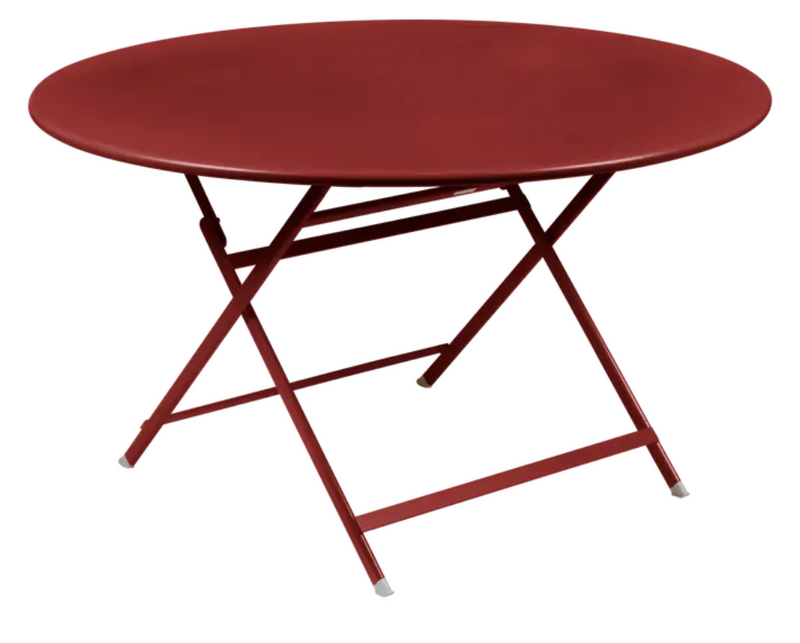 Load image into Gallery viewer, Fermob Caractère foldable metal table, 128cm diameter, eight-seater, with a vibrant Chilli color and sturdy foldable design.
