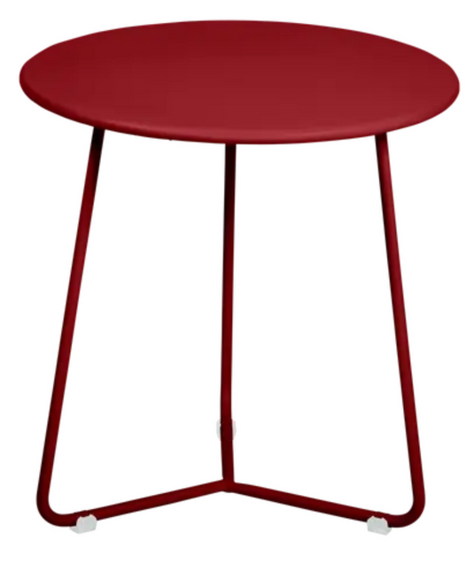 Fermob small orange Cocotte occasional table with 34cm diameter, round design, perfect for living room or patio decor.