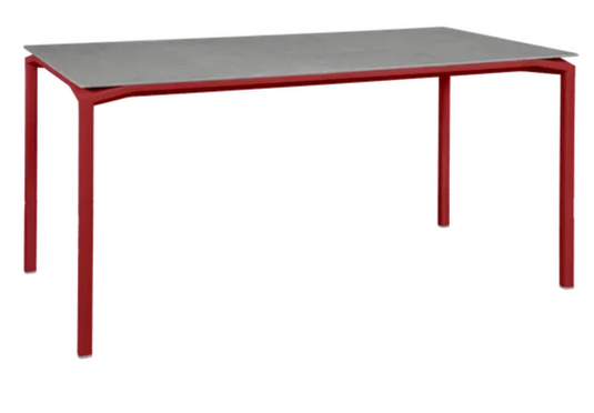 Fermob CALVI Creta Mineral Dining Table in Chilli Grey, 160x80 cm, six-seater with modern design and mineral finish.
