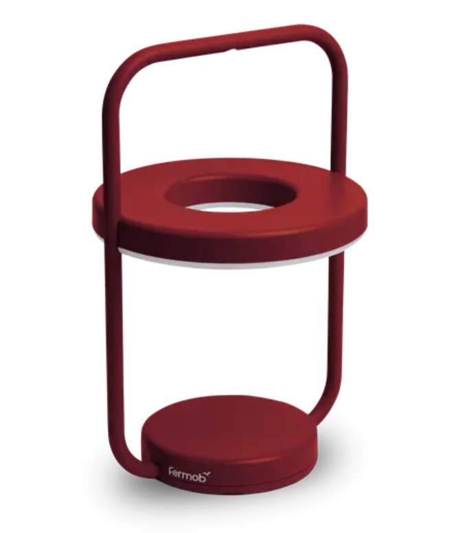 Load image into Gallery viewer, Fermob ULLI Monochrome outdoor lamp with a 30cm height, featuring a sleek design and vibrant chili red color.
