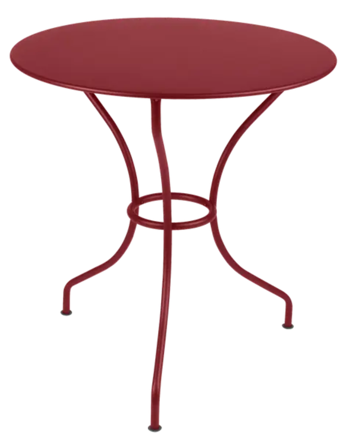 Load image into Gallery viewer, Fermob OPÉRA+ outdoor metal table with a 67 cm diameter, ideal for patio or restaurant settings, shown in a vibrant color.
