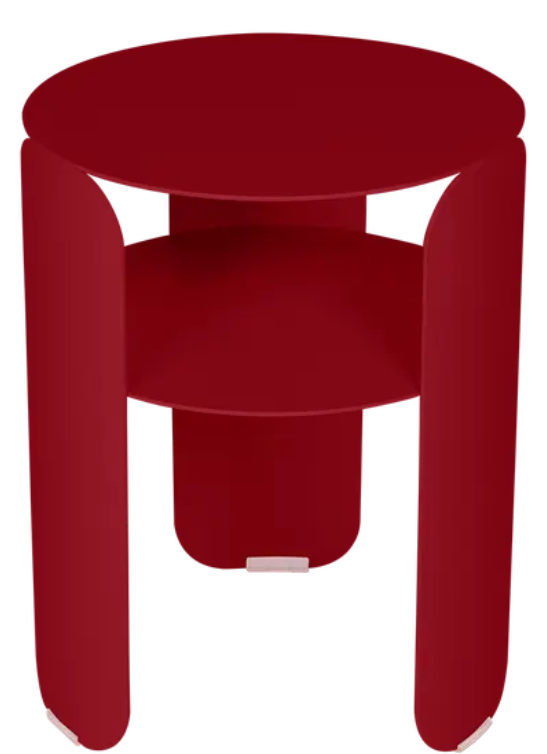 Load image into Gallery viewer, Chilli red Fermob Bebop side table with Ø35cm metal offset design and anthracite outdoor metal finish.
