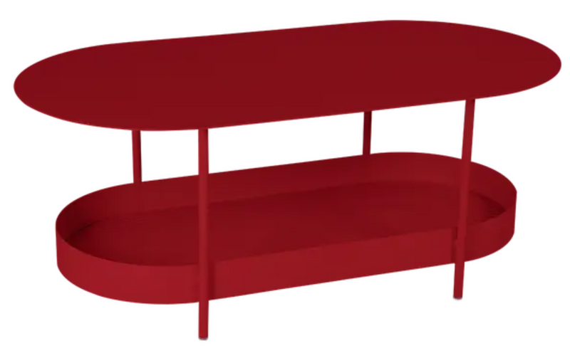 Load image into Gallery viewer, Fermob Salsa Low Table in vibrant red, 113x58cm, featuring a sleek, modern design perfect for indoor or outdoor use.
