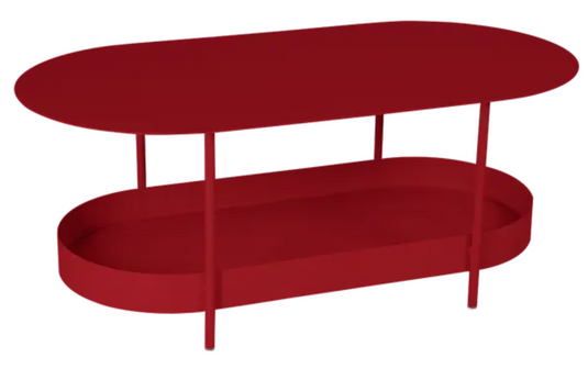 Fermob Salsa Low Table in vibrant red, 113x58cm, featuring a sleek, modern design perfect for indoor or outdoor use.