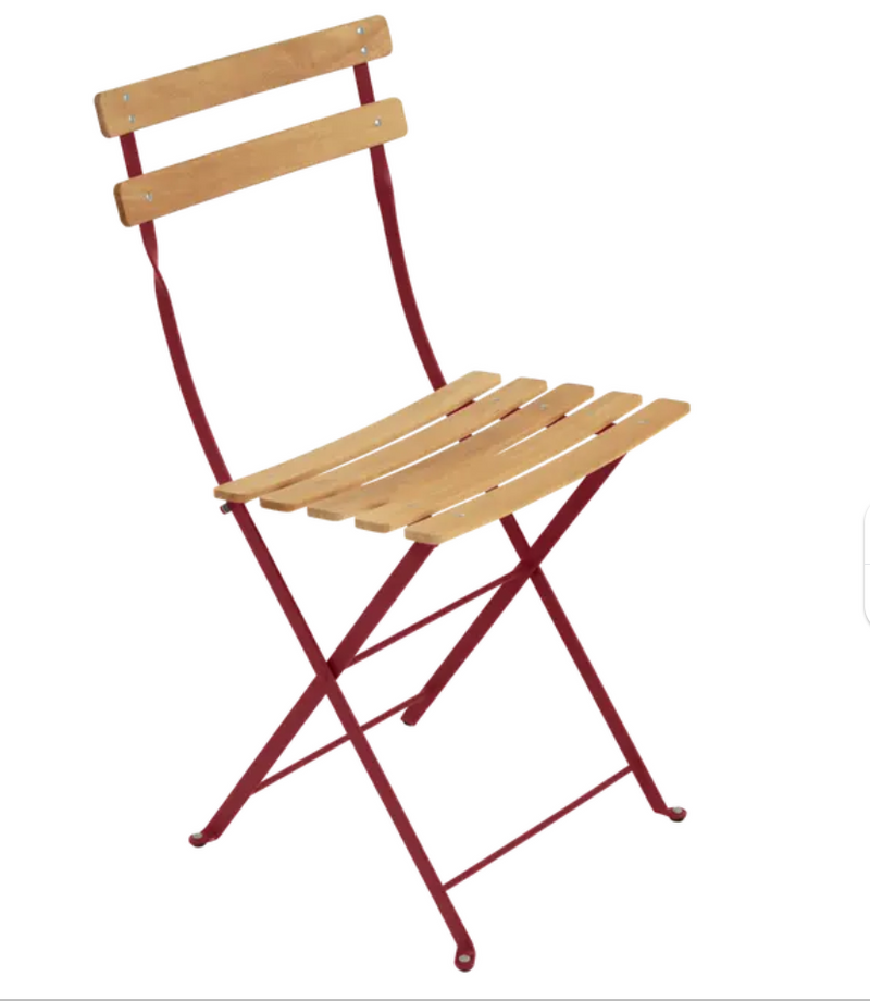 Load image into Gallery viewer, Fermob Bistro Natural Chair with wooden seat and metal frame, outdoor folding chair for garden or patio use
