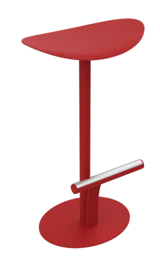 Fermob Bolder Bar Stool in red metal with powder-coated finish, outdoor seating for patio or bar area.