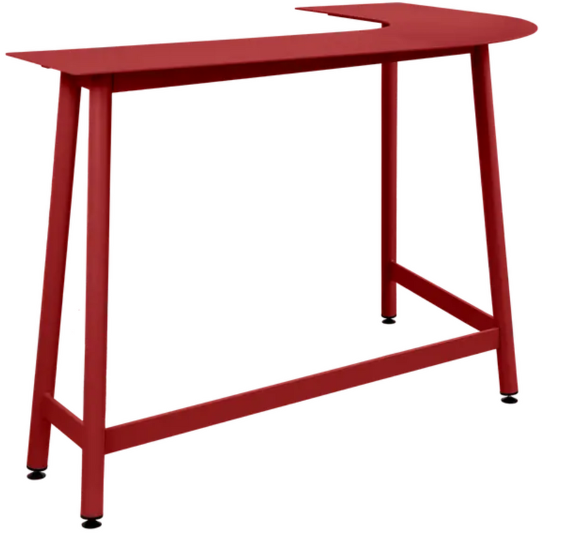 Load image into Gallery viewer, Fermob Bolder Corner Counter Bar Stool in vibrant chilli color, outdoor metal furniture with two-seater garden bench design.
