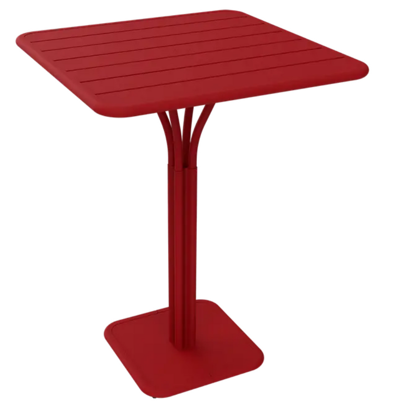 Load image into Gallery viewer, Fermob Luxembourg high pedestal metal table, 80x80 cm, outdoor furniture with red chili color, durable and stylish for patio use.
