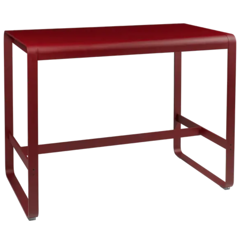 Load image into Gallery viewer, Fermob Bellevie high lounge table 140x80 cm in outdoor metal with a vibrant chili red finish.
