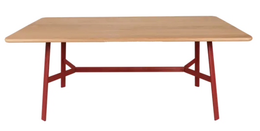 Fermob SO'O oak dining table 180x90 cm with six seats, crafted from natural oak wood, ideal for family dining rooms.