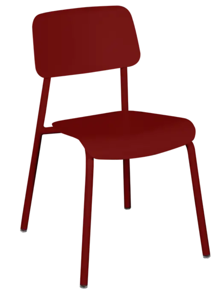 Load image into Gallery viewer, Fermob outdoor Chilli Studie Chair with a sleek design, featuring a colorful, weather-resistant seat and sturdy metal frame.
