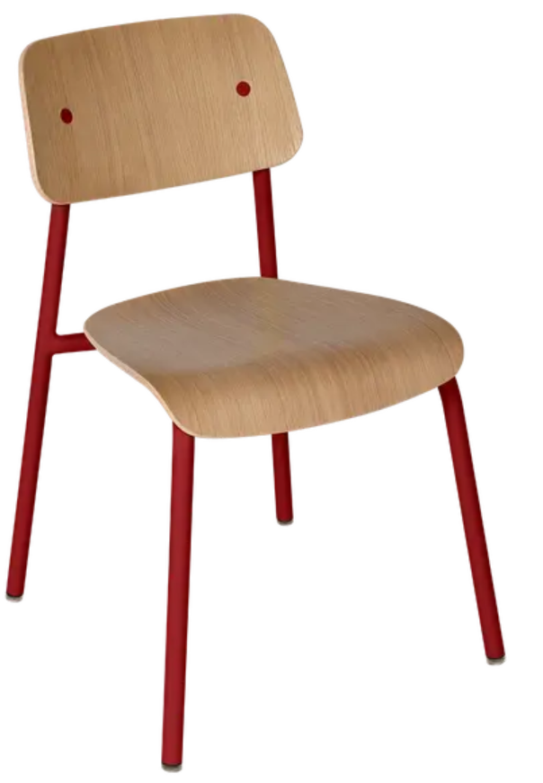 Load image into Gallery viewer, Fermob Studie Oak Chair with wooden seat and backrest, suitable for office, restaurant, or home settings.
