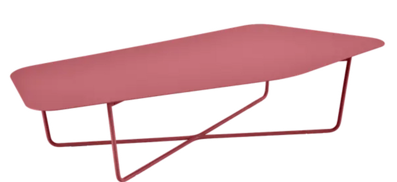 Load image into Gallery viewer, Fermob Ultrasofa low metal table, 162x74 cm, outdoor furniture with a sleek, modern design and vibrant red finish.
