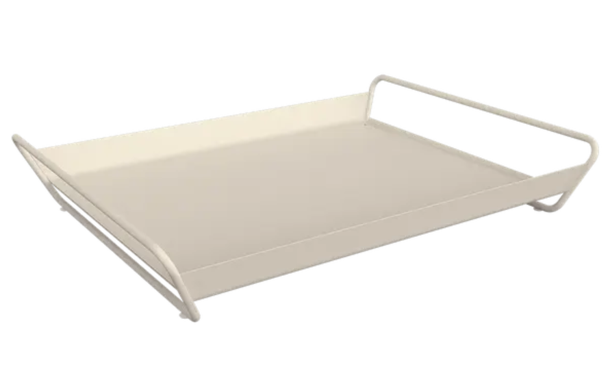 Fermob Clay Grey metal ALTO tray measuring 53 x 38.5 cm, outdoor design with a sleek, modern finish.