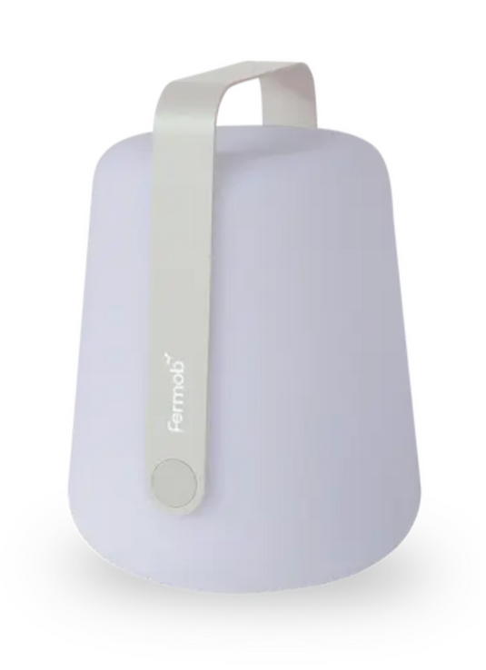 Clay grey BALAD² outdoor lamp by Fermob, 25 cm tall, featuring a spherical design perfect for garden or patio lighting.