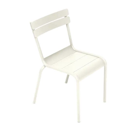 Clay grey Fermob Luxembourg Kid Chair with a smooth, rounded design, ideal for children's restaurant and corner furniture.