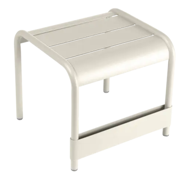 Load image into Gallery viewer, Fermob Luxembourg small low table or footrest in clay grey, measuring 44x42 cm, with a sleek, modern design.
