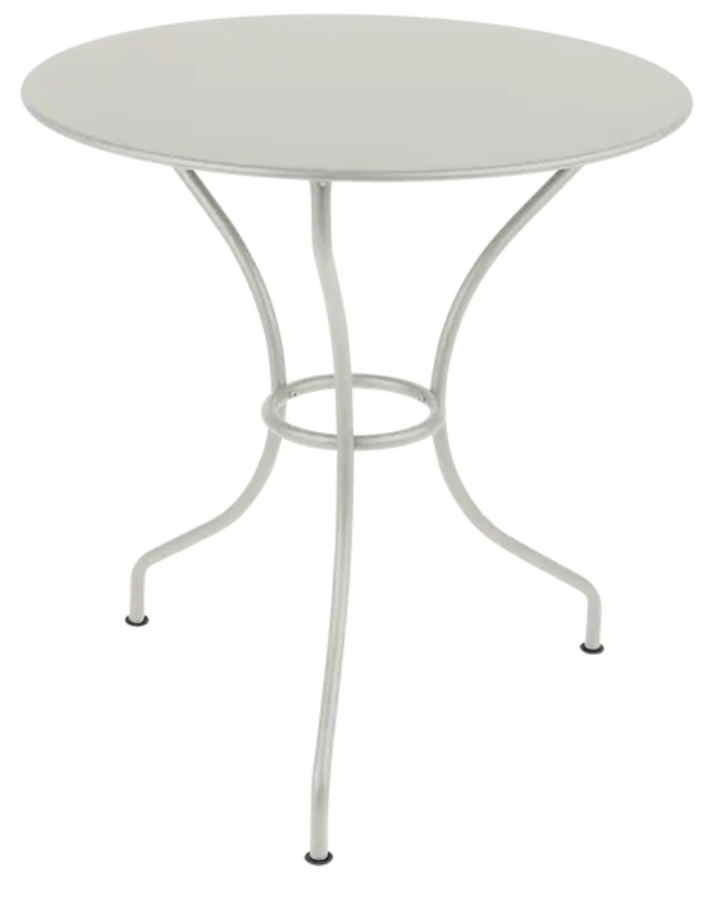 Load image into Gallery viewer, Fermob OPÉRA+ outdoor metal table with a 67 cm diameter in Clay Grey, suitable for patio or restaurant outdoor seating.
