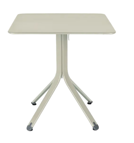 Fermob Rest'O folding outdoor table in Clay Grey, 71x71cm, with metal surface and compact design for outdoor use