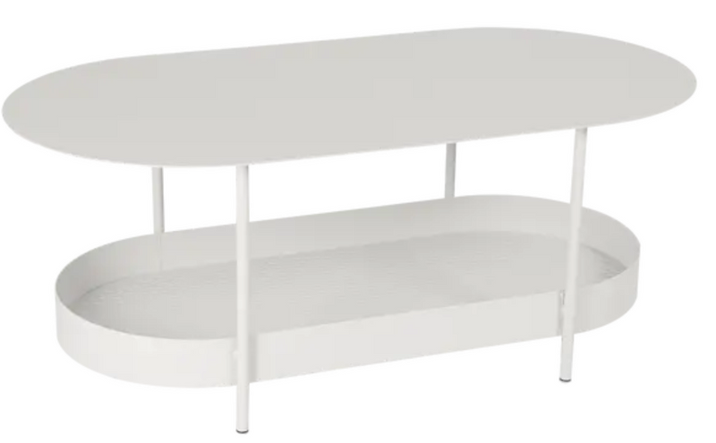 Load image into Gallery viewer, Clay grey Fermob Salsa low table, 113x58cm, showing a sleek, modern outdoor furniture piece with smooth surface and sturdy design.
