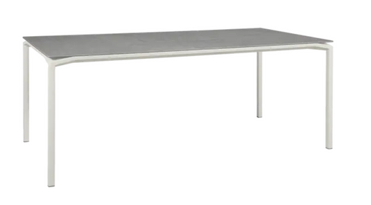 Fermob CALVI Kreta mineral dining table, 195x95 cm, gray stone surface, eight-seater outdoor table, modern design