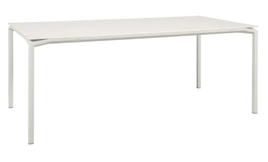 Fermob CALVI AERIS mineral dining table, 195 x 95 cm, eight-seater with a sleek table top for modern dining spaces.