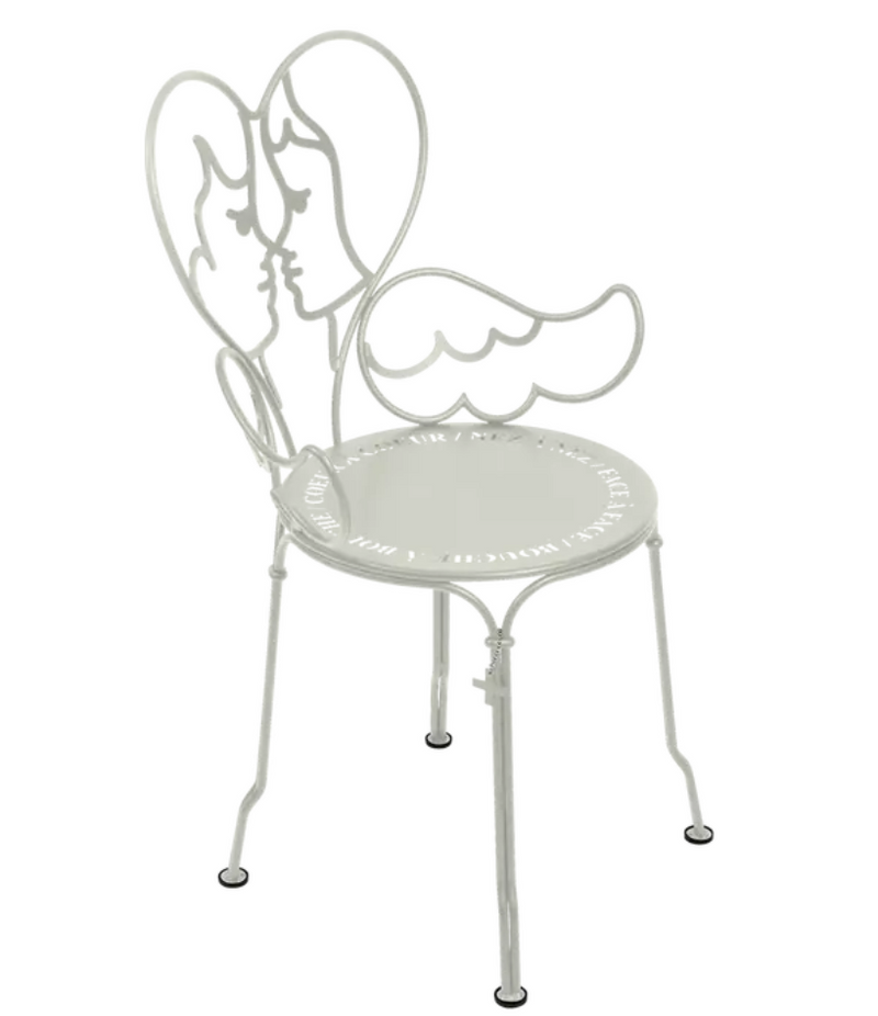 Load image into Gallery viewer, Clay grey Fermob ANGE metal chair with a modern outdoor design, suitable for garden or patio seating.

