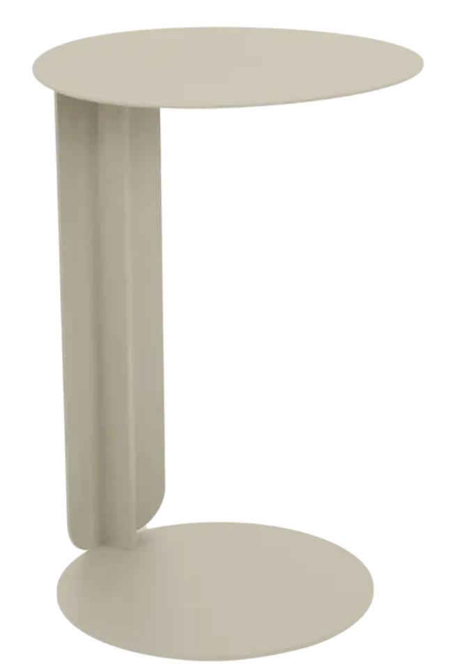 Load image into Gallery viewer, Clay grey Fermob Bebop Offset Table with metal construction, outdoor table designed for versatile use in outdoor spaces.
