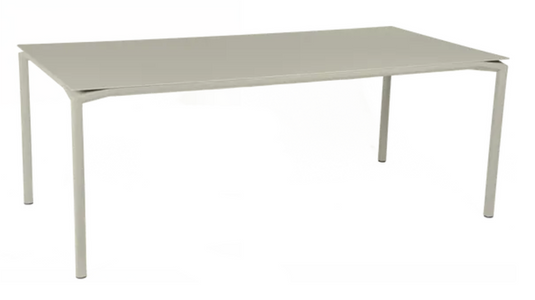 Clay grey Fermob Calvi rectangular outdoor dining table, 195 x 95 cm, eight-seater, suitable for outdoor and indoor use