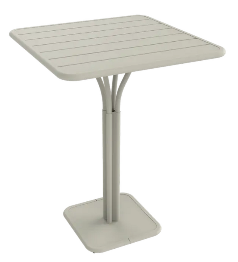 Load image into Gallery viewer, Clay grey Fermob Luxembourg high pedestal metal table, 80x80 cm, outdoor furniture with modern design.
