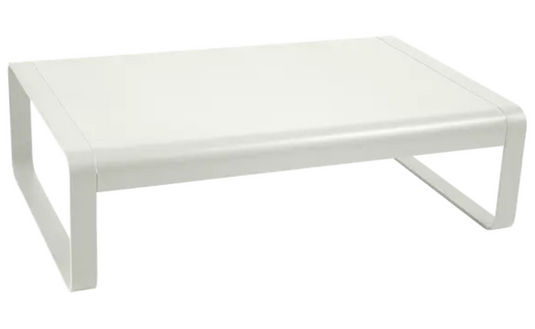 Clay grey Fermob Bellevie lounge table, 103x75 cm, outdoor metal coffee table with a sleek, modern design.
