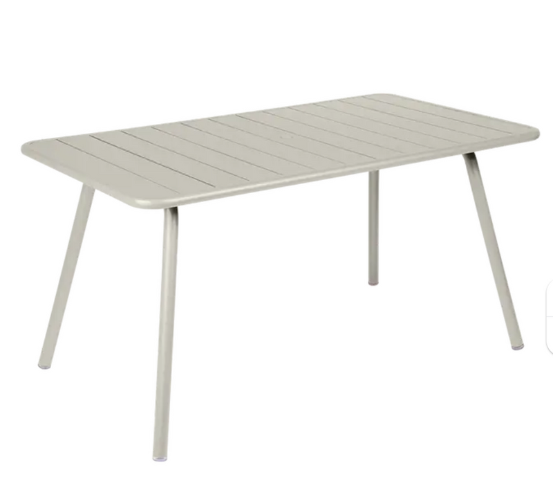 Load image into Gallery viewer, Clay grey Fermob Luxembourg outdoor bar table, 143x80 cm, suitable for patio or outdoor dining areas.
