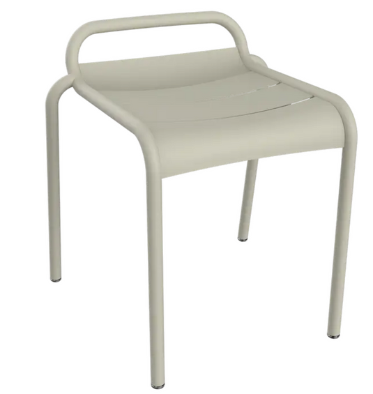 Clay grey Fermob Luxembourg outdoor stool, stylish and durable outdoor furniture for patio or garden seating.
